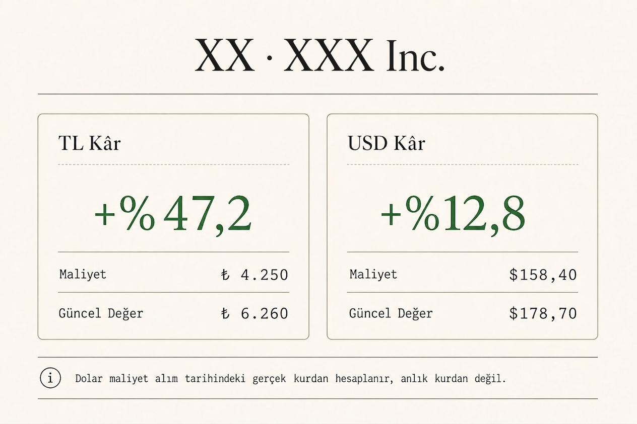 TL ve USD kâr karşılaştırması